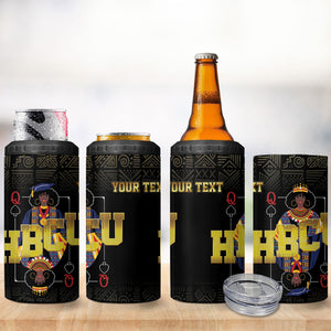 HBCU Grad Personalized Queen Poker Card 4 in 1 Can Cooler Tumbler Golden Pattern