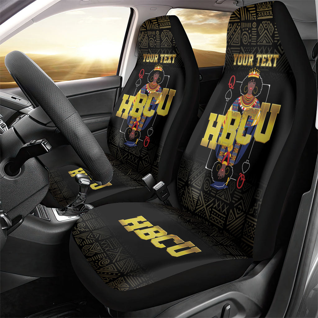 HBCU Grad Personalized Queen Poker Card Car Seat Cover Golden Pattern