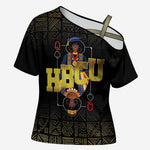HBCU Grad Personalized Queen Poker Card Cross Shoulder Shirt Golden Pattern