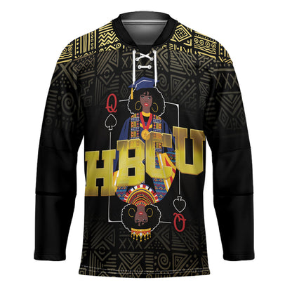 HBCU Grad Personalized Queen Poker Card Hockey Jersey Golden Pattern