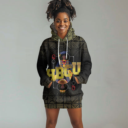 HBCU Grad Personalized Queen Poker Card Hoodie Dress Golden Pattern