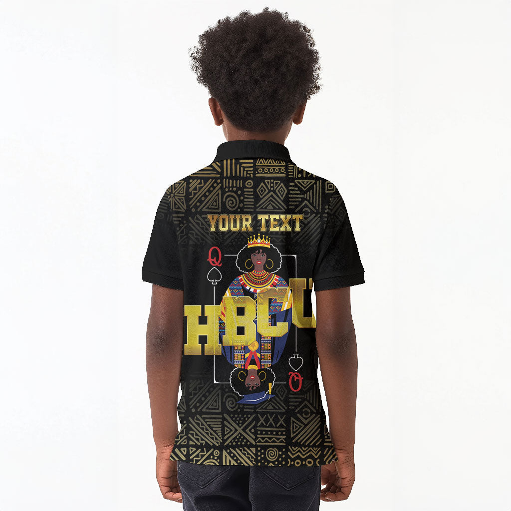 HBCU Grad Personalized Queen Poker Card Kid Polo Shirt Golden Pattern