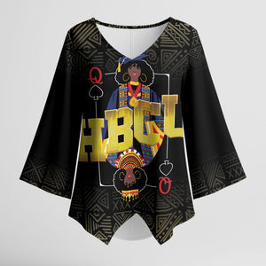 HBCU Grad Personalized Queen Poker Card Kimono Sleeve Blouse Golden Pattern