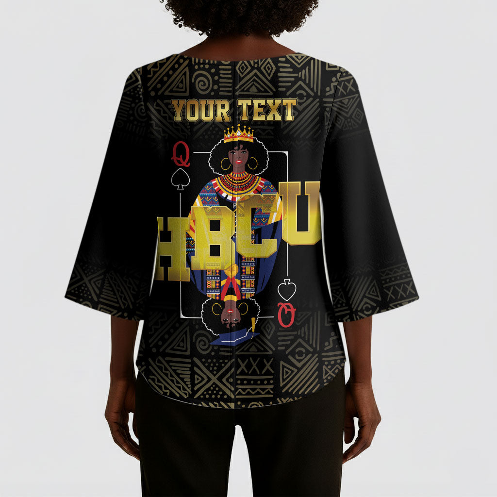 HBCU Grad Personalized Queen Poker Card Kimono Sleeve Blouse Golden Pattern