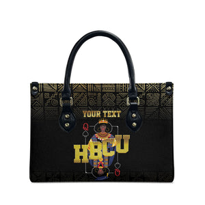 HBCU Grad Personalized Queen Poker Card Leather Bag Golden Pattern