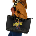 HBCU Grad Personalized Queen Poker Card Leather Tote Bag Golden Pattern