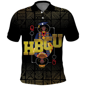 HBCU Grad Personalized Queen Poker Card Polo Shirt Golden Pattern