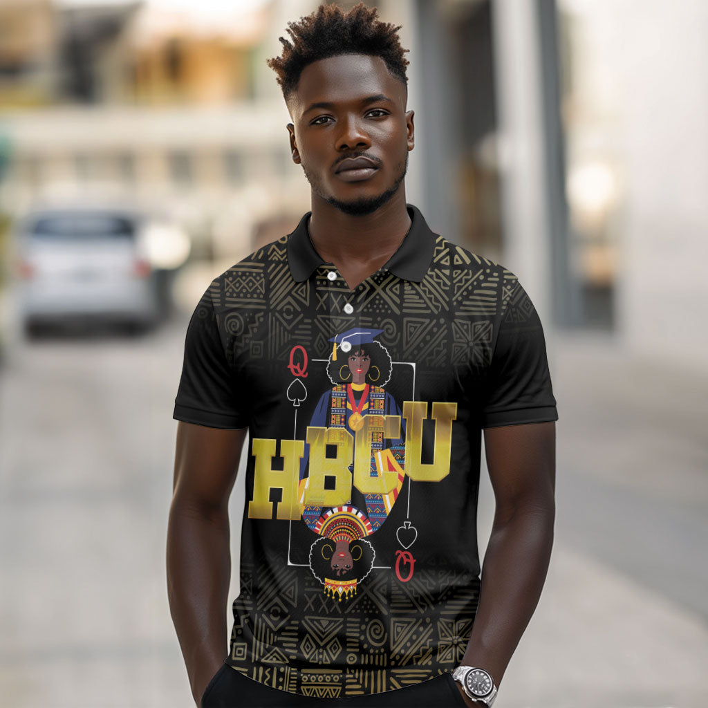 HBCU Grad Personalized Queen Poker Card Polo Shirt Golden Pattern