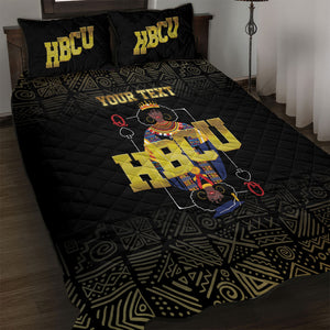 HBCU Grad Personalized Queen Poker Card Quilt Bed Set Golden Pattern
