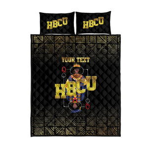 HBCU Grad Personalized Queen Poker Card Quilt Bed Set Golden Pattern