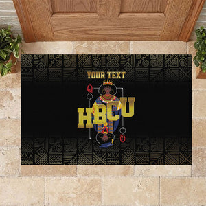 HBCU Grad Personalized Queen Poker Card Rubber Doormat Golden Pattern