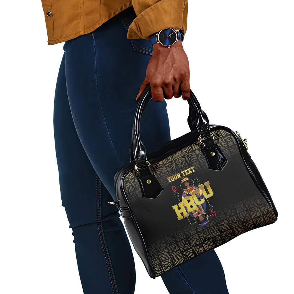 HBCU Grad Personalized Queen Poker Card Shoulder Handbag Golden Pattern