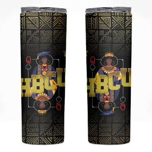 HBCU Grad Personalized Queen Poker Card Skinny Tumbler Golden Pattern