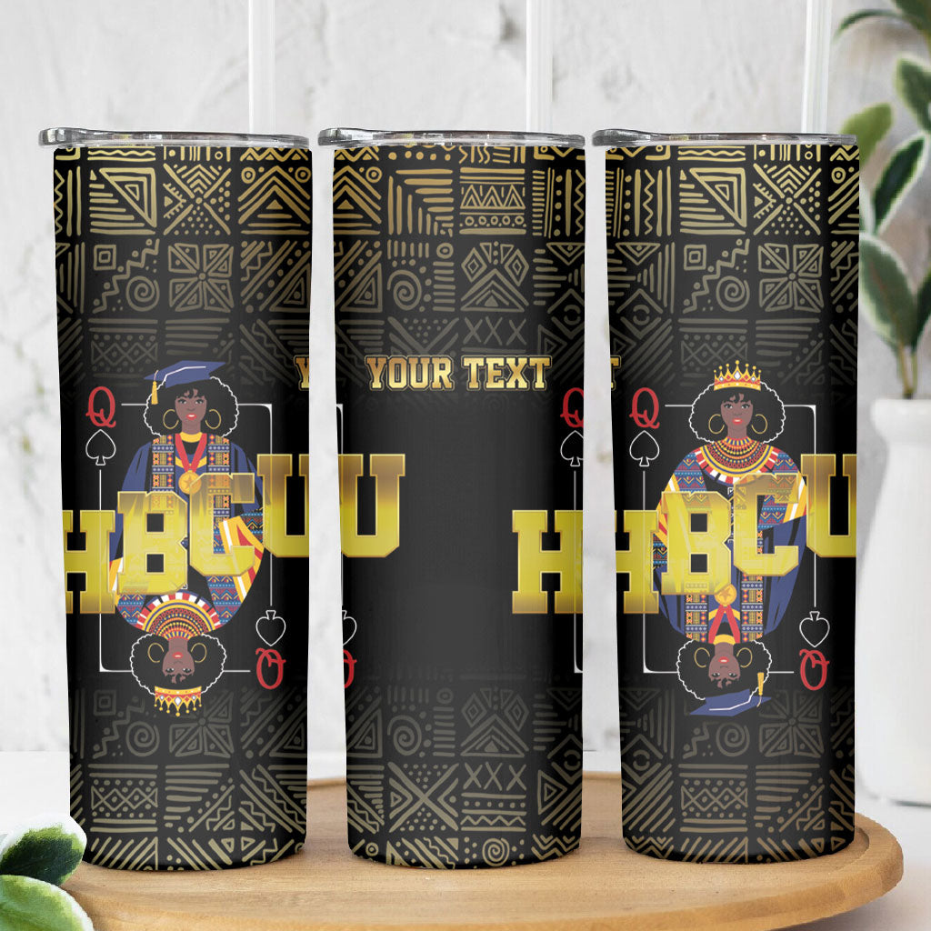 HBCU Grad Personalized Queen Poker Card Skinny Tumbler Golden Pattern