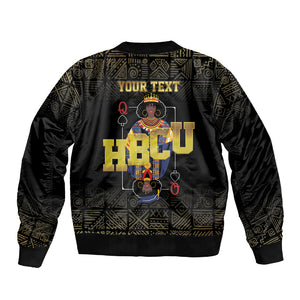 HBCU Grad Personalized Queen Poker Card Sleeve Zip Bomber Jacket Golden Pattern