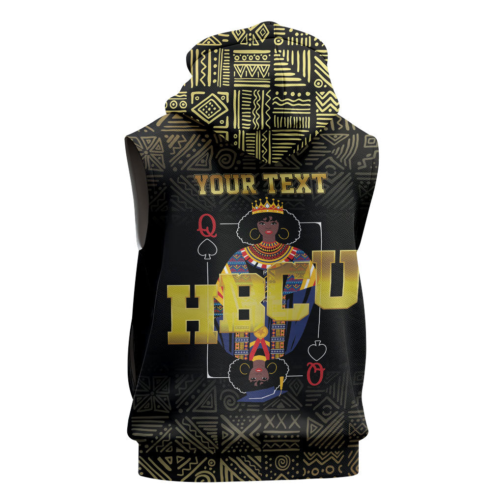 HBCU Grad Personalized Queen Poker Card Sleeveless Hoodie Golden Pattern