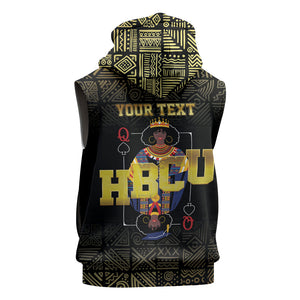 HBCU Grad Personalized Queen Poker Card Sleeveless Zip Hoodie Golden Pattern