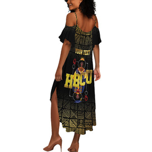 HBCU Grad Personalized Queen Poker Card Summer Maxi Dress Golden Pattern