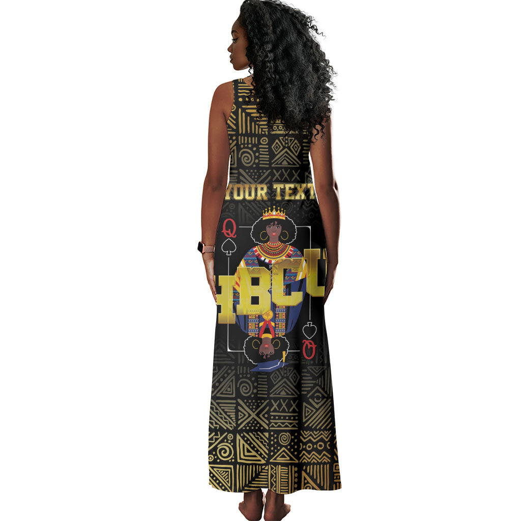 HBCU Grad Personalized Queen Poker Card Tank Maxi Dress Golden Pattern