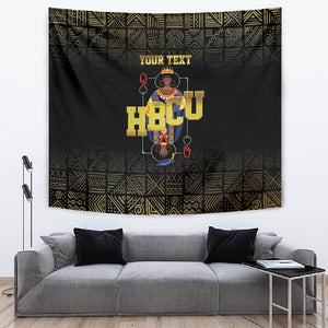 HBCU Grad Personalized Queen Poker Card Tapestry Golden Pattern