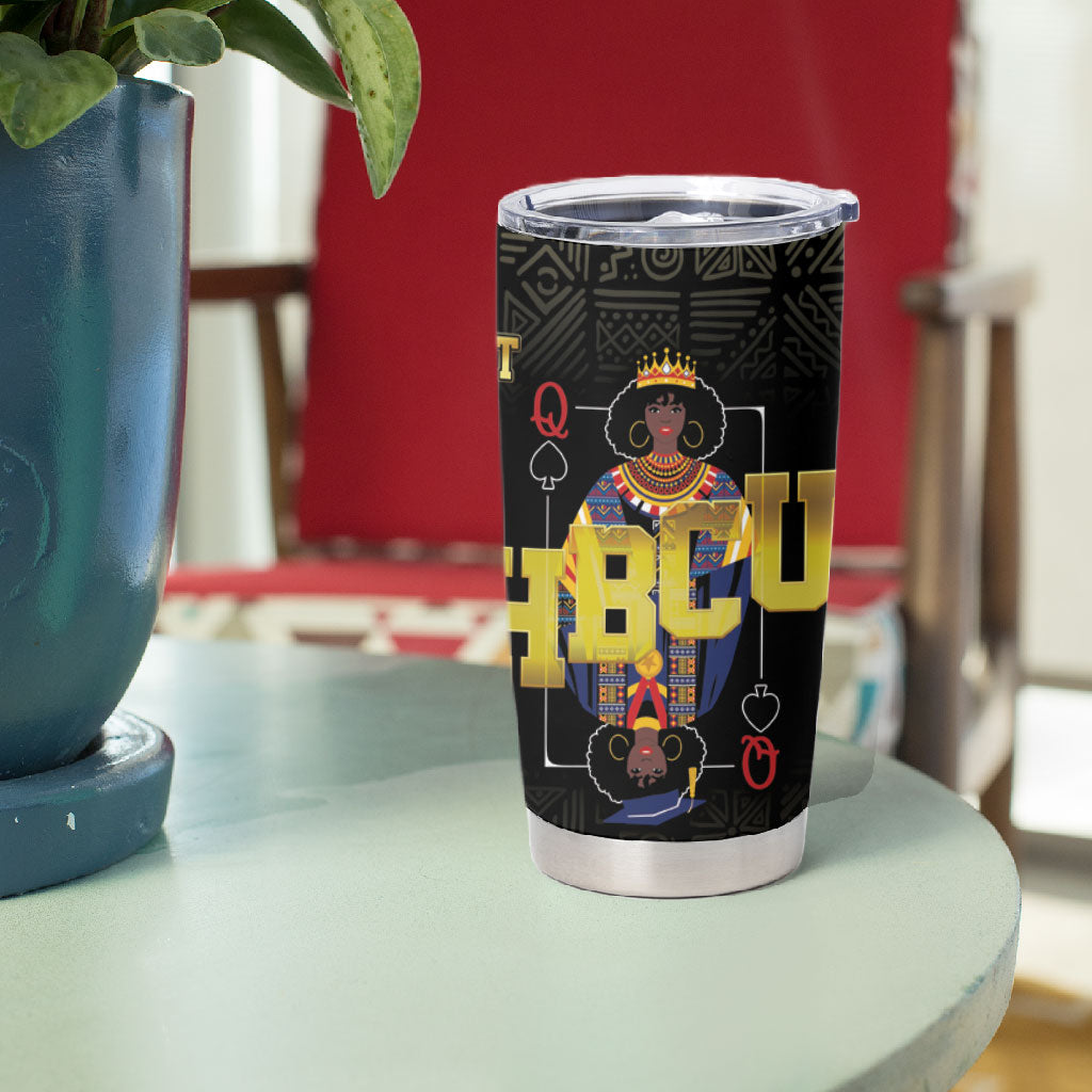 HBCU Grad Personalized Queen Poker Card Tumbler Cup Golden Pattern