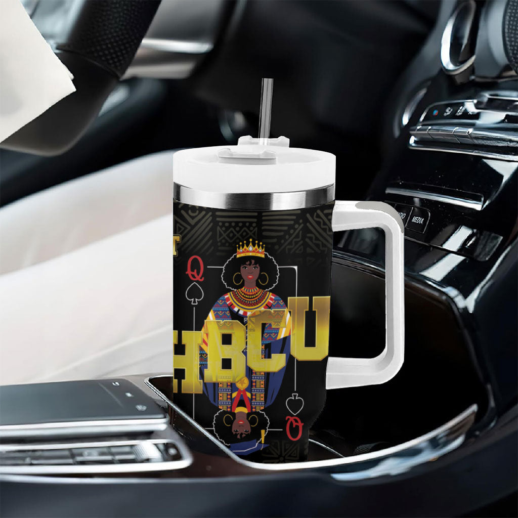 HBCU Grad Personalized Queen Poker Card Tumbler With Handle Golden Pattern