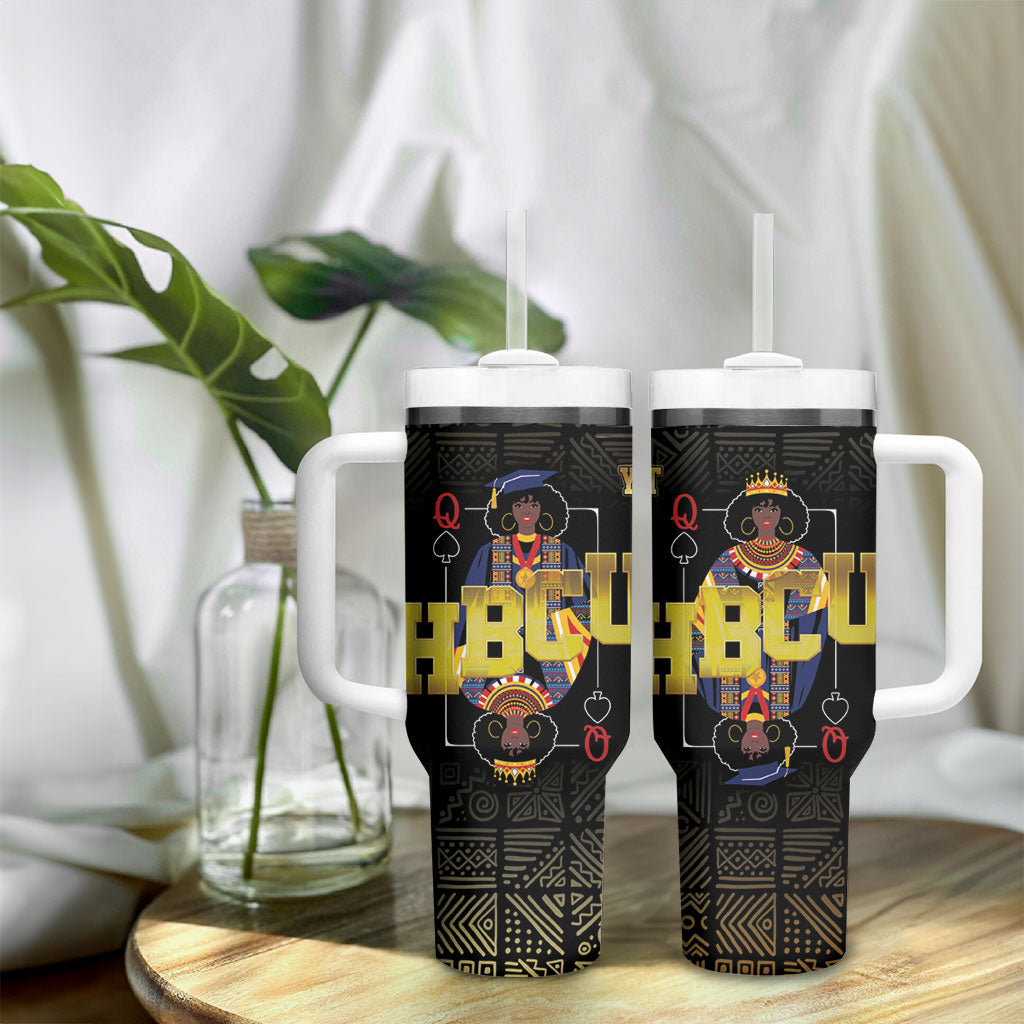 HBCU Grad Personalized Queen Poker Card Tumbler With Handle Golden Pattern