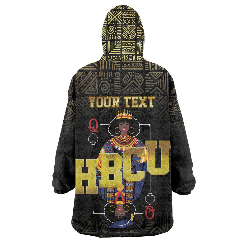 HBCU Grad Personalized Queen Poker Card Wearable Blanket Hoodie Golden Pattern