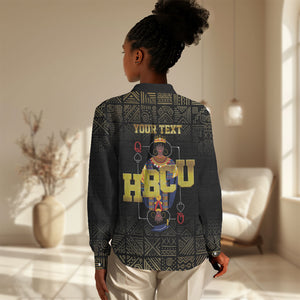 HBCU Grad Personalized Queen Poker Card Women Casual Shirt Golden Pattern