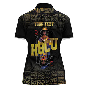 HBCU Grad Personalized Queen Poker Card Women Polo Shirt Golden Pattern