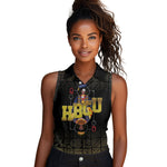 HBCU Grad Personalized Queen Poker Card Women Sleeveless Polo Shirt Golden Pattern
