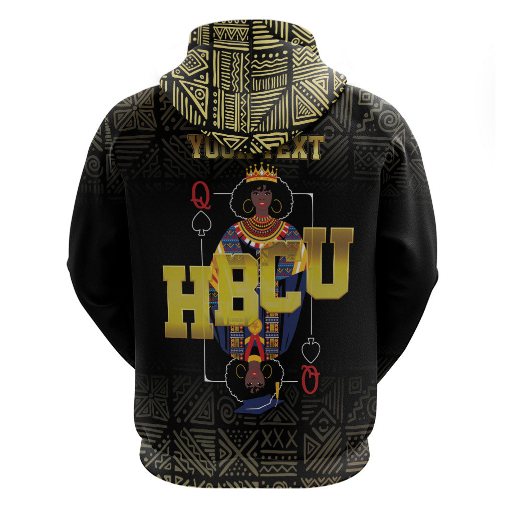 HBCU Grad Personalized Queen Poker Card Zip Hoodie Golden Pattern