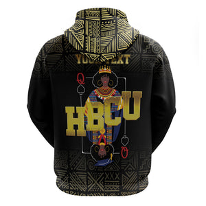 HBCU Grad Personalized Queen Poker Card Zip Hoodie Golden Pattern