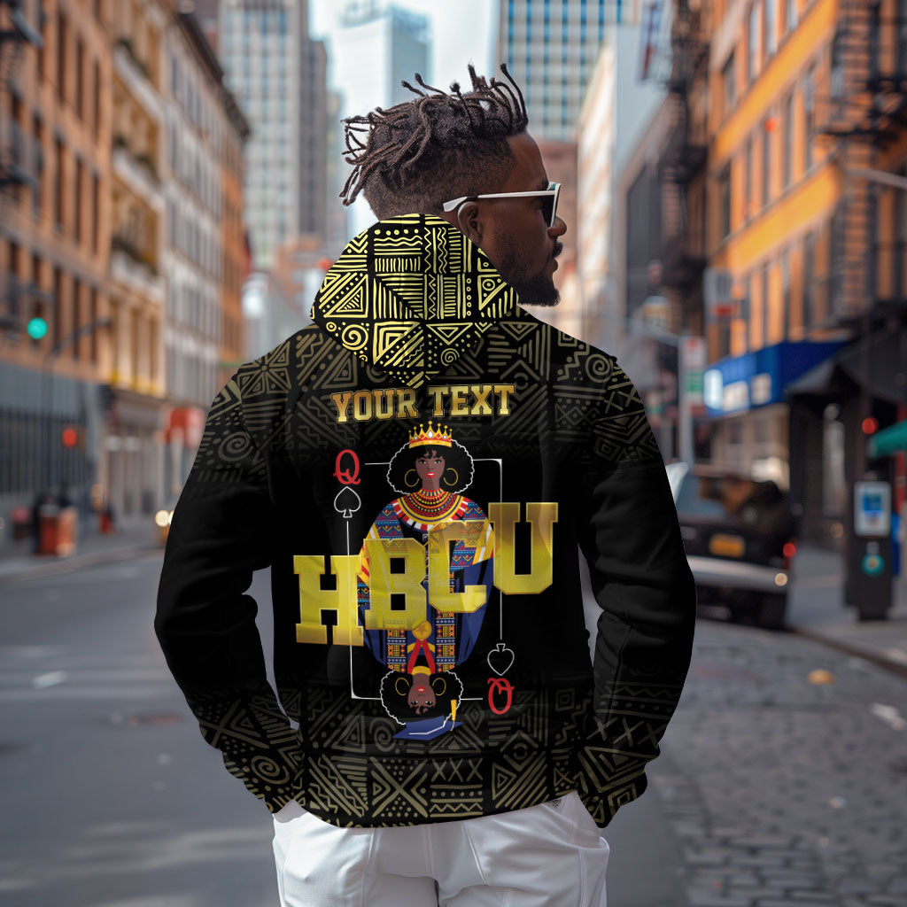 HBCU Grad Personalized Queen Poker Card Zip Hoodie Golden Pattern