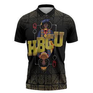 HBCU Grad Personalized Queen Poker Card Zipper Polo Shirt Golden Pattern