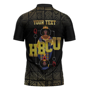 HBCU Grad Personalized Queen Poker Card Zipper Polo Shirt Golden Pattern
