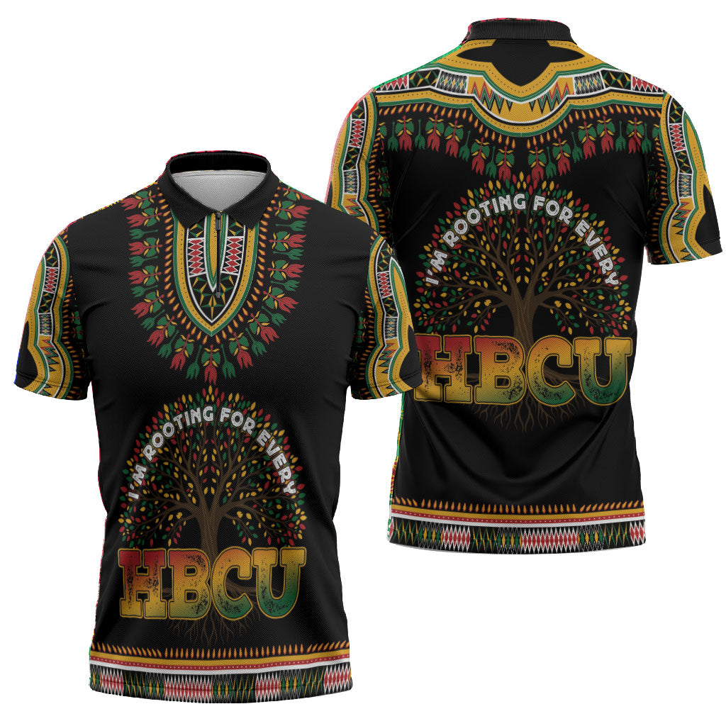 I'm Rooting For Every HBCU Dashiki Style Zipper Polo Shirt