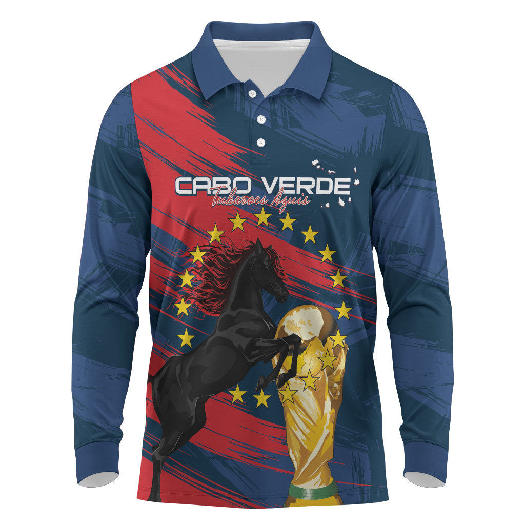 Cape Verde - WC2026 Dark Horse Custom Long Sleeve Polo Shirt Our Time Our Story