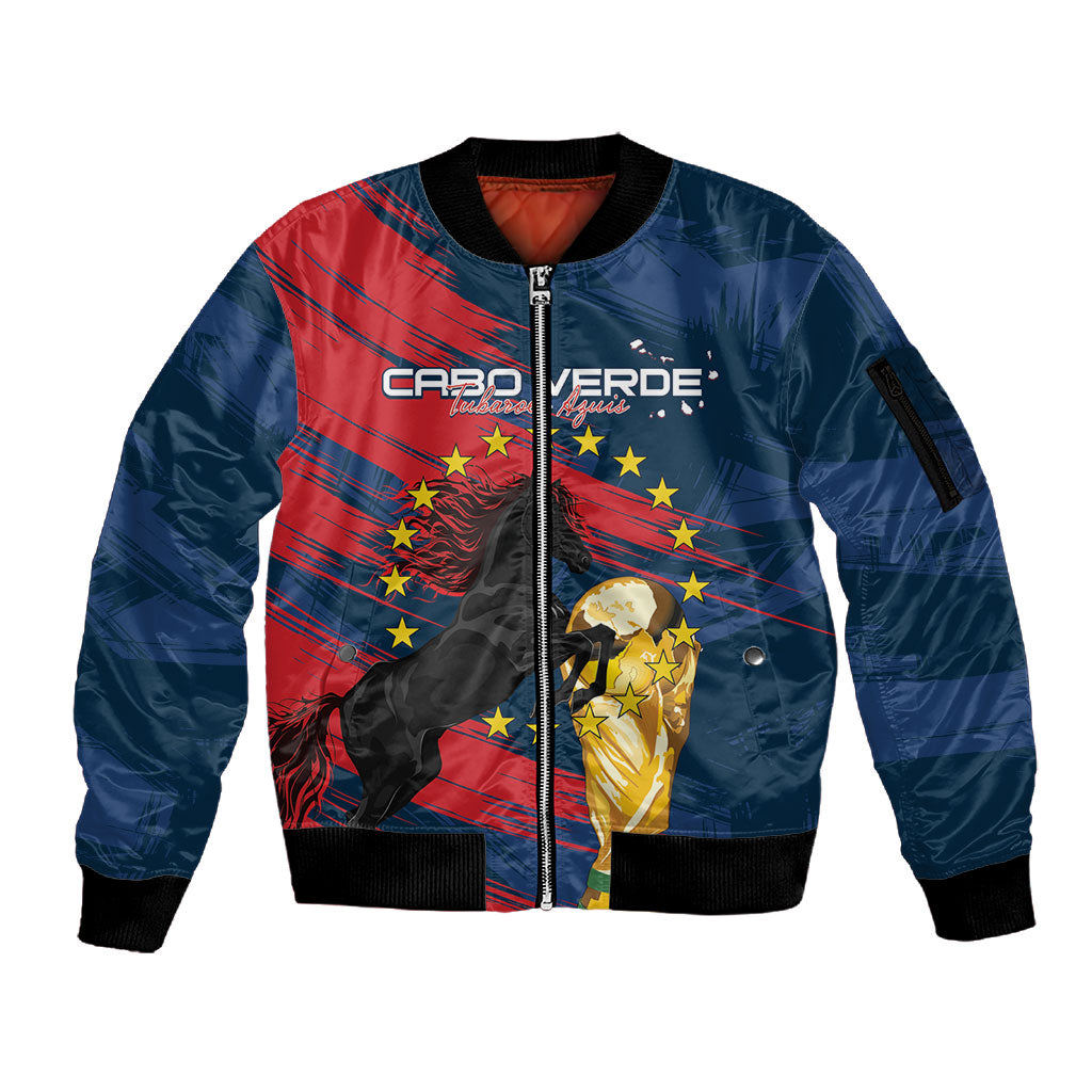 Cape Verde - WC2026 Dark Horse Custom Sleeve Zip Bomber Jacket Our Time Our Story