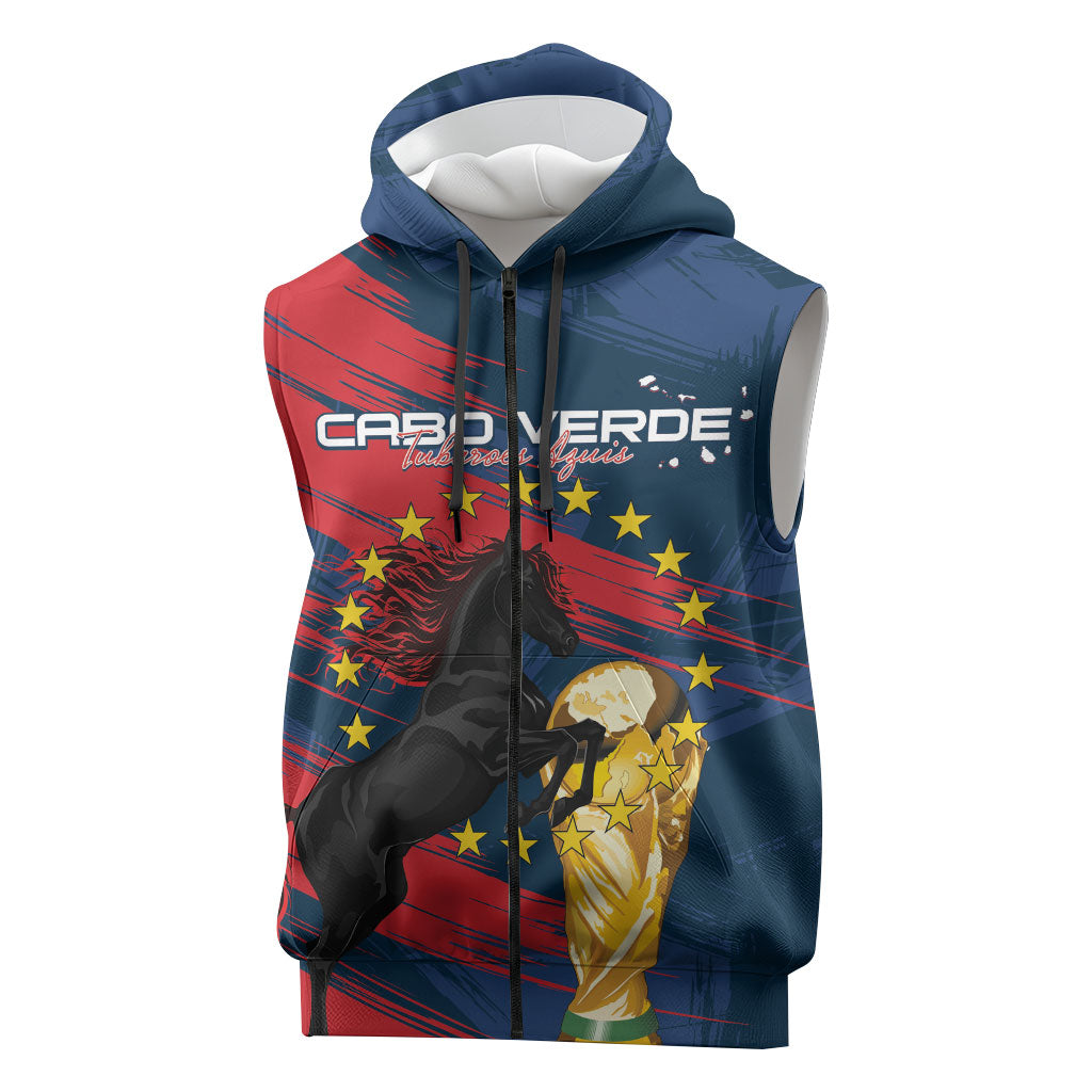 Cape Verde - WC2026 Dark Horse Custom Sleeveless Zip Hoodie Our Time Our Story