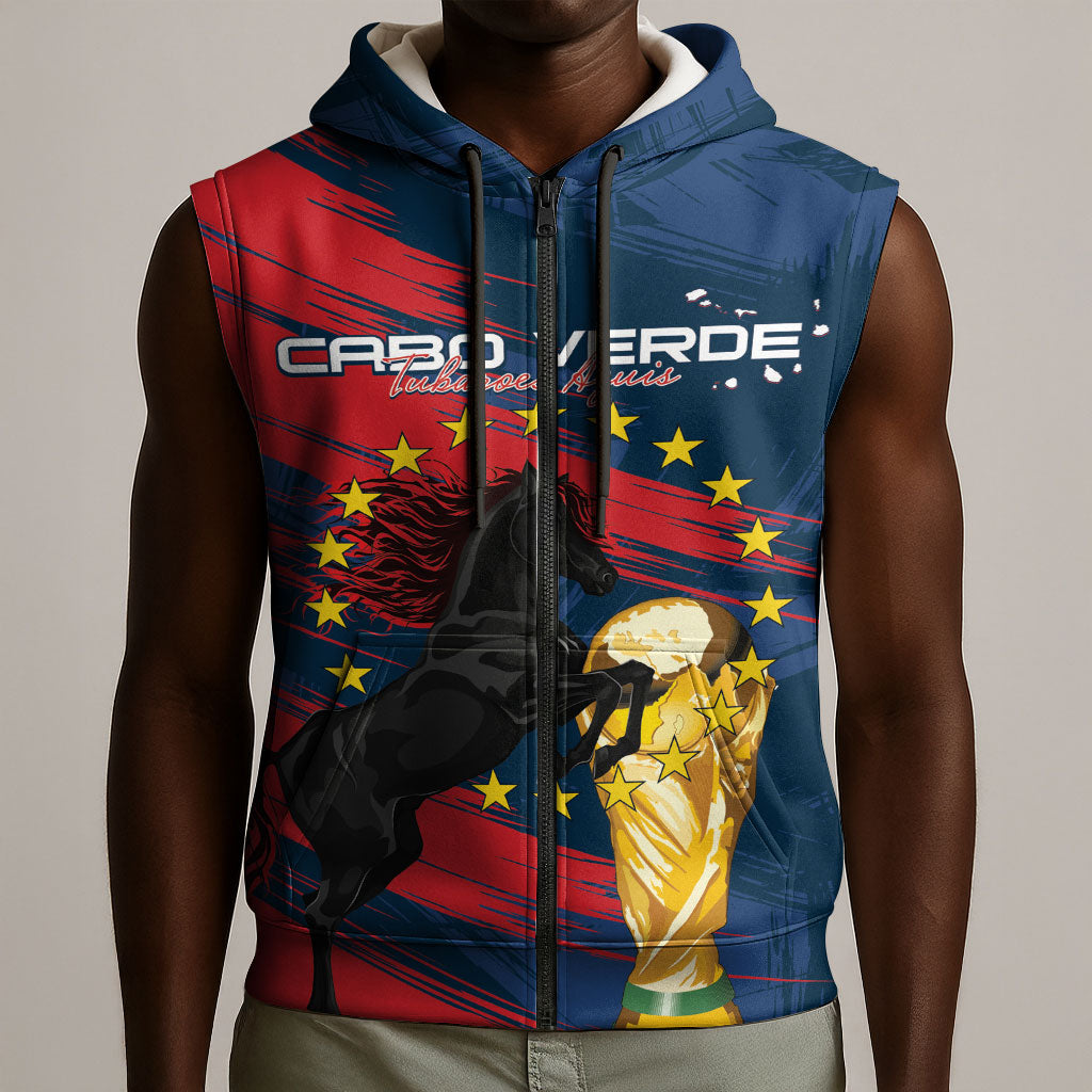 Cape Verde - WC2026 Dark Horse Custom Sleeveless Zip Hoodie Our Time Our Story