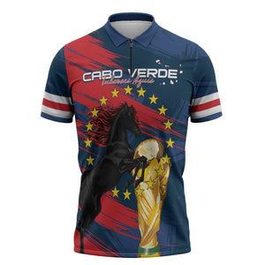 Cape Verde - WC2026 Dark Horse Custom Zipper Polo Shirt Our Time Our Story