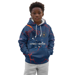 Cape Verde Football WC26 Custom Kid Hoodie Dark Horse Rising