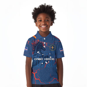 Cape Verde Football WC26 Custom Kid Polo Shirt Dark Horse Rising