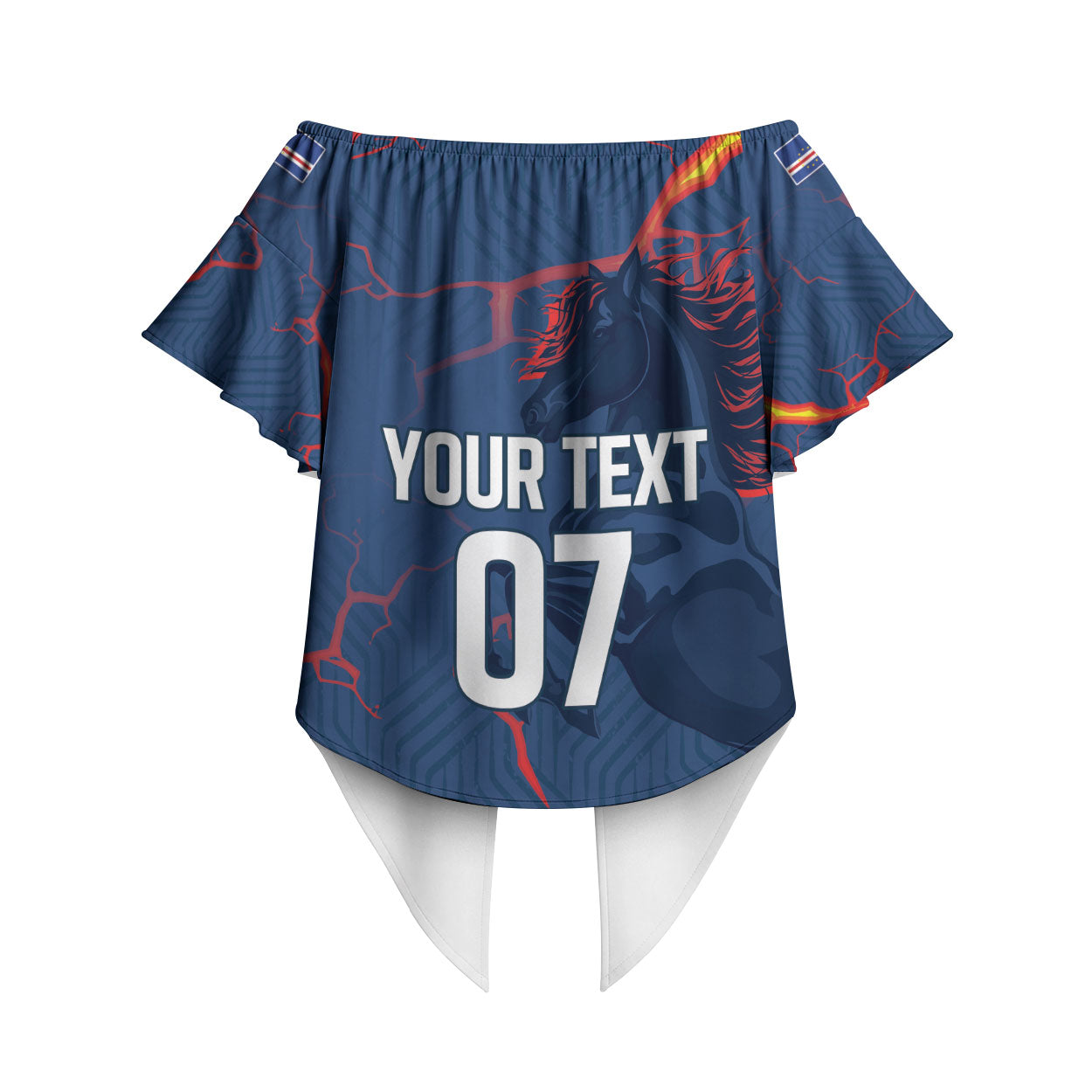 Cape Verde Football WC26 Custom Off Shoulder Wrap Waist Top Dark Horse Rising