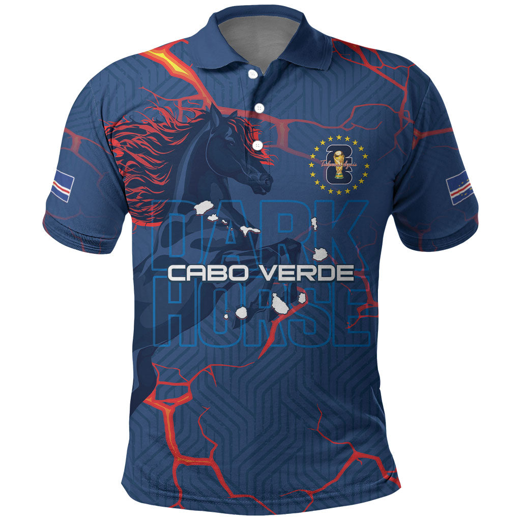 Cape Verde Football WC26 Custom Polo Shirt Dark Horse Rising