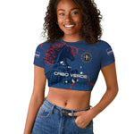 Cape Verde Football WC26 Custom Raglan Cropped T shirt Dark Horse Rising