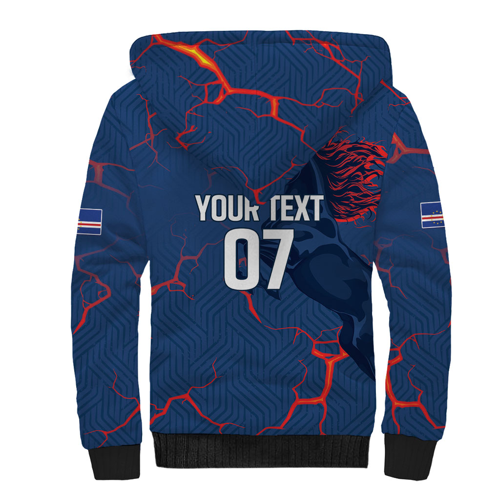 Cape Verde Football WC26 Custom Sherpa Hoodie Dark Horse Rising