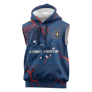 Cape Verde Football WC26 Custom Sleeveless Hoodie Dark Horse Rising