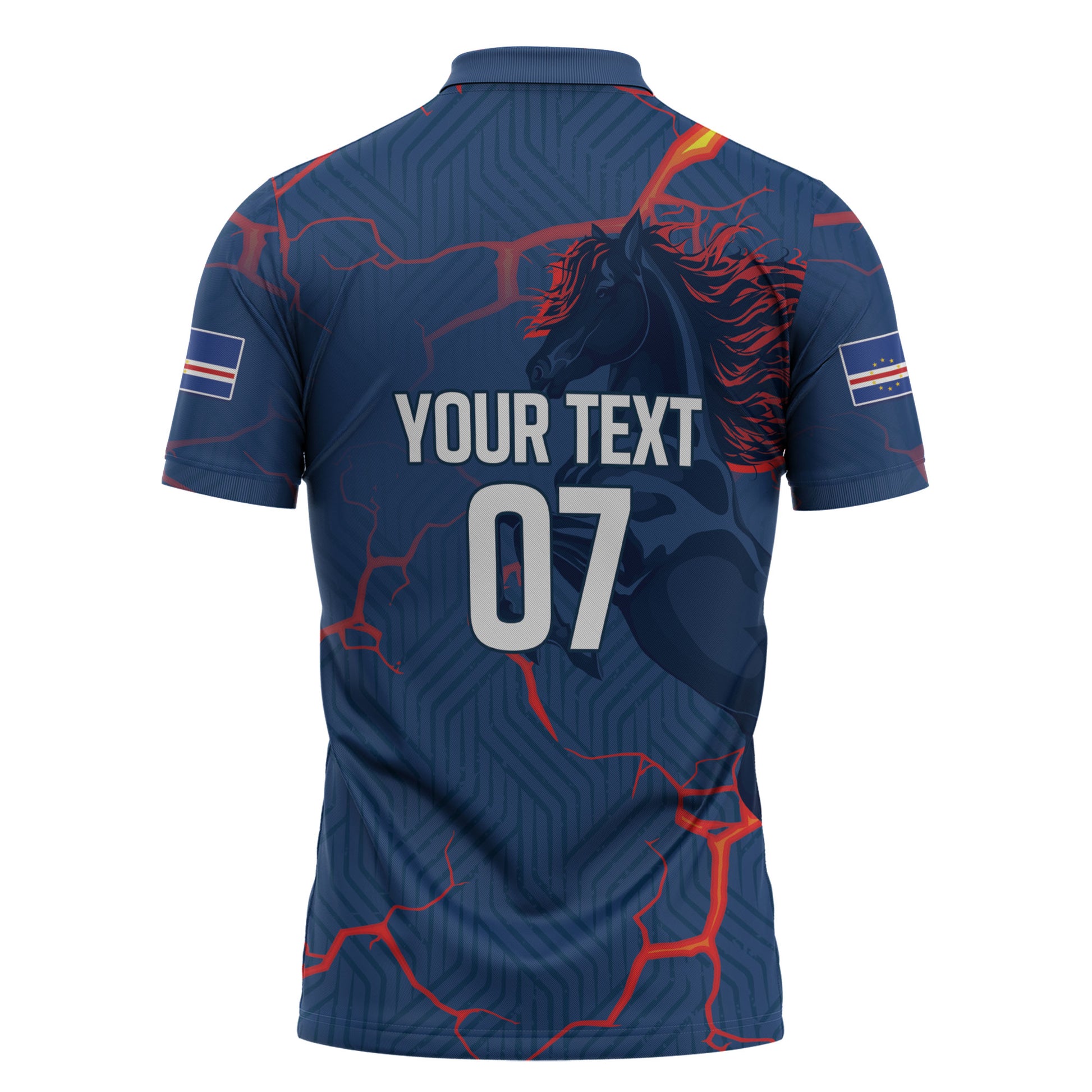 Cape Verde Football WC26 Custom Zipper Polo Shirt Dark Horse Rising